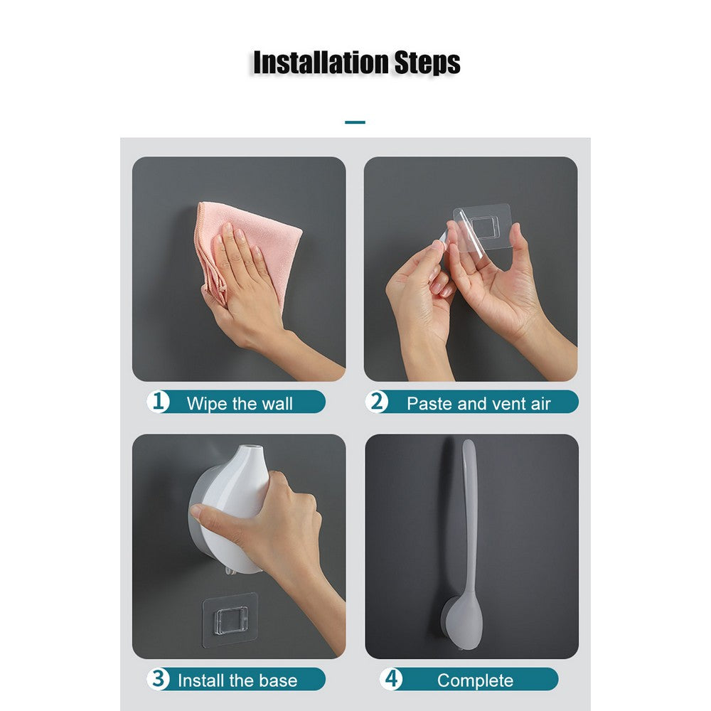 2 X Different Colours Wall Mounted Soft Silicone Brush Head Toilet Cleaning Brush Tool Household for Home Bathroom