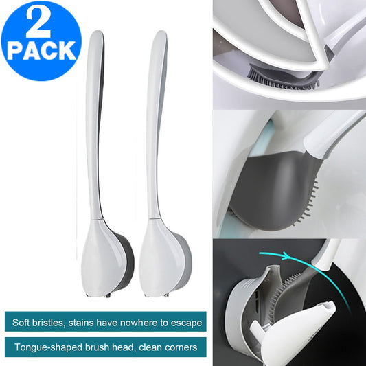 2 X Different Colours Wall Mounted Soft Silicone Brush Head Toilet Cleaning Brush Tool Household for Home Bathroom