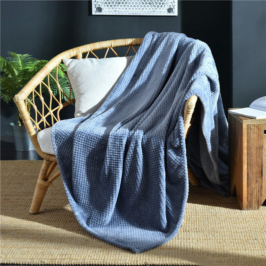 Flannel Fleece Blanket Super Soft Cozy Bed Blanket Sofa Throw Blanket WITHOUT Pillow Case Blue