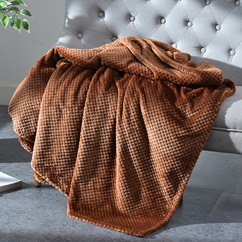 Flannel Fleece Blanket Super Soft Cozy Bed Blanket Sofa Throw Blanket WITHOUT Pillow Case Coffee