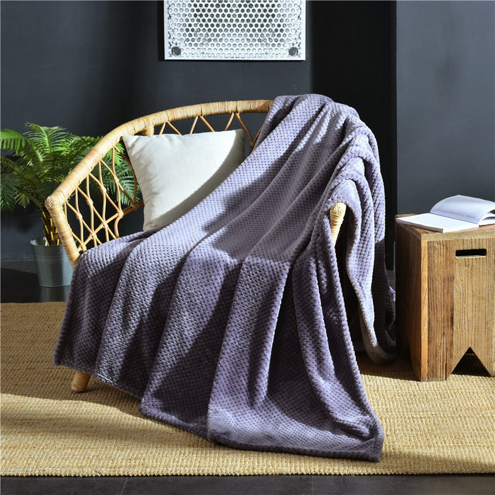 Flannel Fleece Blanket Super Soft Cozy Bed Blanket Sofa Throw Blanket WITHOUT Pillow Case Dark Purple