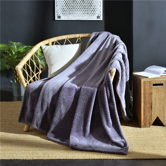 Flannel Fleece Blanket Super Soft Cozy Bed Blanket Sofa Throw Blanket WITHOUT Pillow Case Dark Purple