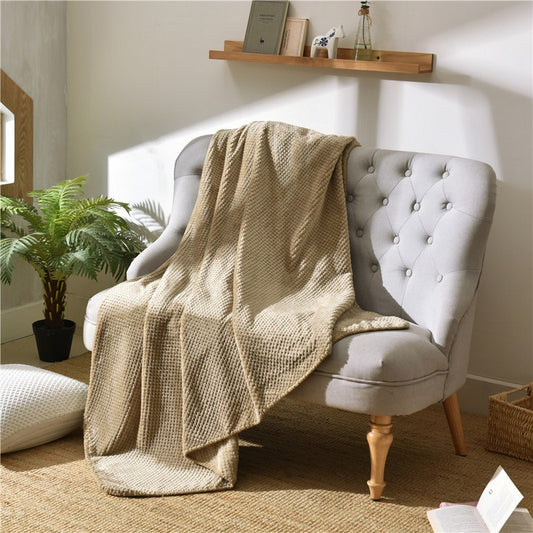 Flannel Fleece Blanket Super Soft Cozy Bed Blanket Sofa Throw Blanket WITHOUT Pillow Case Khaki