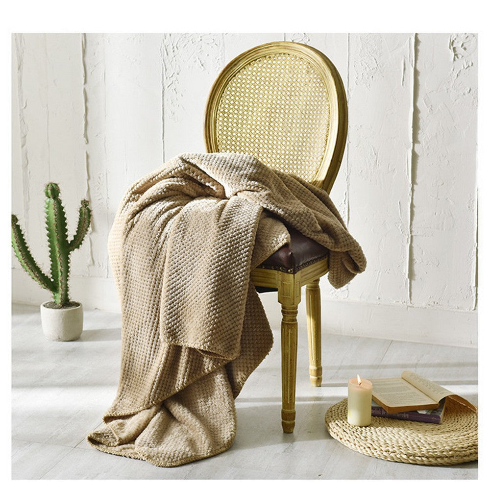 Flannel Fleece Blanket Super Soft Cozy Bed Blanket Sofa Throw Blanket WITHOUT Pillow Case Khaki