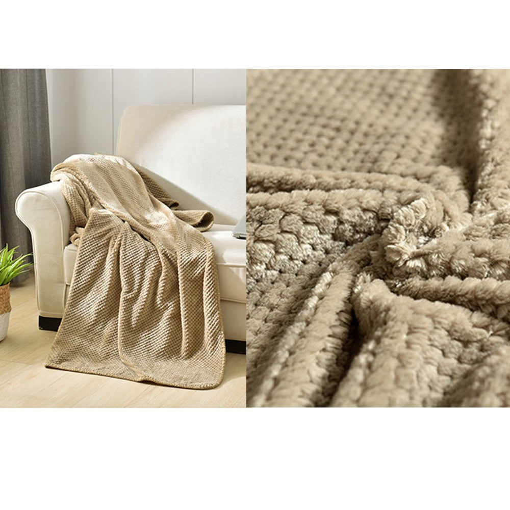 Flannel Fleece Blanket Super Soft Cozy Bed Blanket Sofa Throw Blanket WITHOUT Pillow Case Khaki