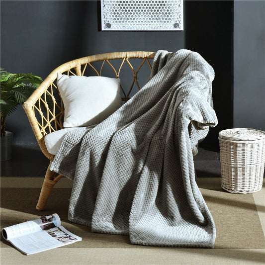Flannel Fleece Blanket Super Soft Cozy Bed Blanket Sofa Throw Blanket WITHOUT Pillow Case Light Grey