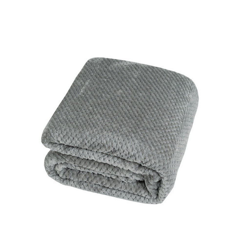 Flannel Fleece Blanket Super Soft Cozy Bed Blanket Sofa Throw Blanket WITHOUT Pillow Case Light Grey