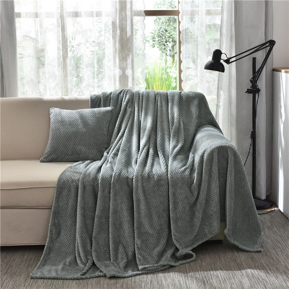 Flannel Fleece Blanket Super Soft Cozy Bed Blanket Sofa Throw Blanket WITHOUT Pillow Case Light Grey