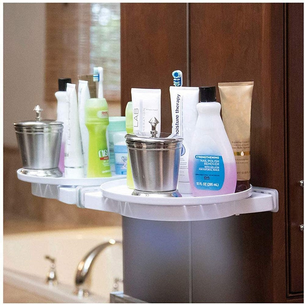 Home Rotating Shelf Spice Bottle Storage Organizer Spinning Corner Shelf Storage Rack with Drainage Slots for Bathroom Kitchen Bedroom