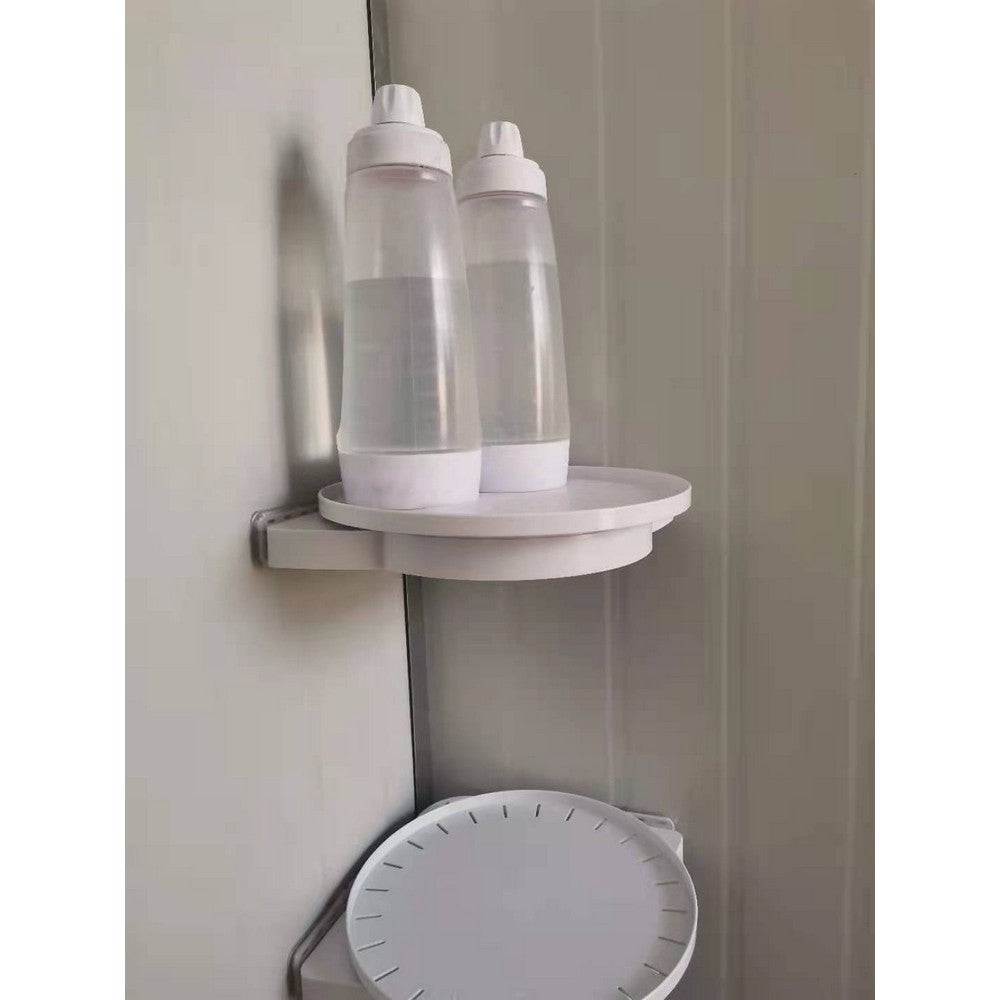Home Rotating Shelf Spice Bottle Storage Organizer Spinning Corner Shelf Storage Rack with Drainage Slots for Bathroom Kitchen Bedroom