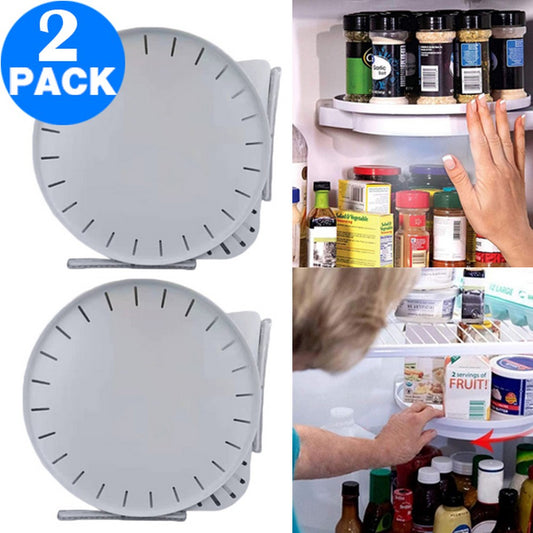 2 Pack Home Rotating Shelfs Spice Bottle Storage Organizers Spinning Corner Shelfs Storage Racks with Drainage Slots for Bathroom Kitchen Bedroom