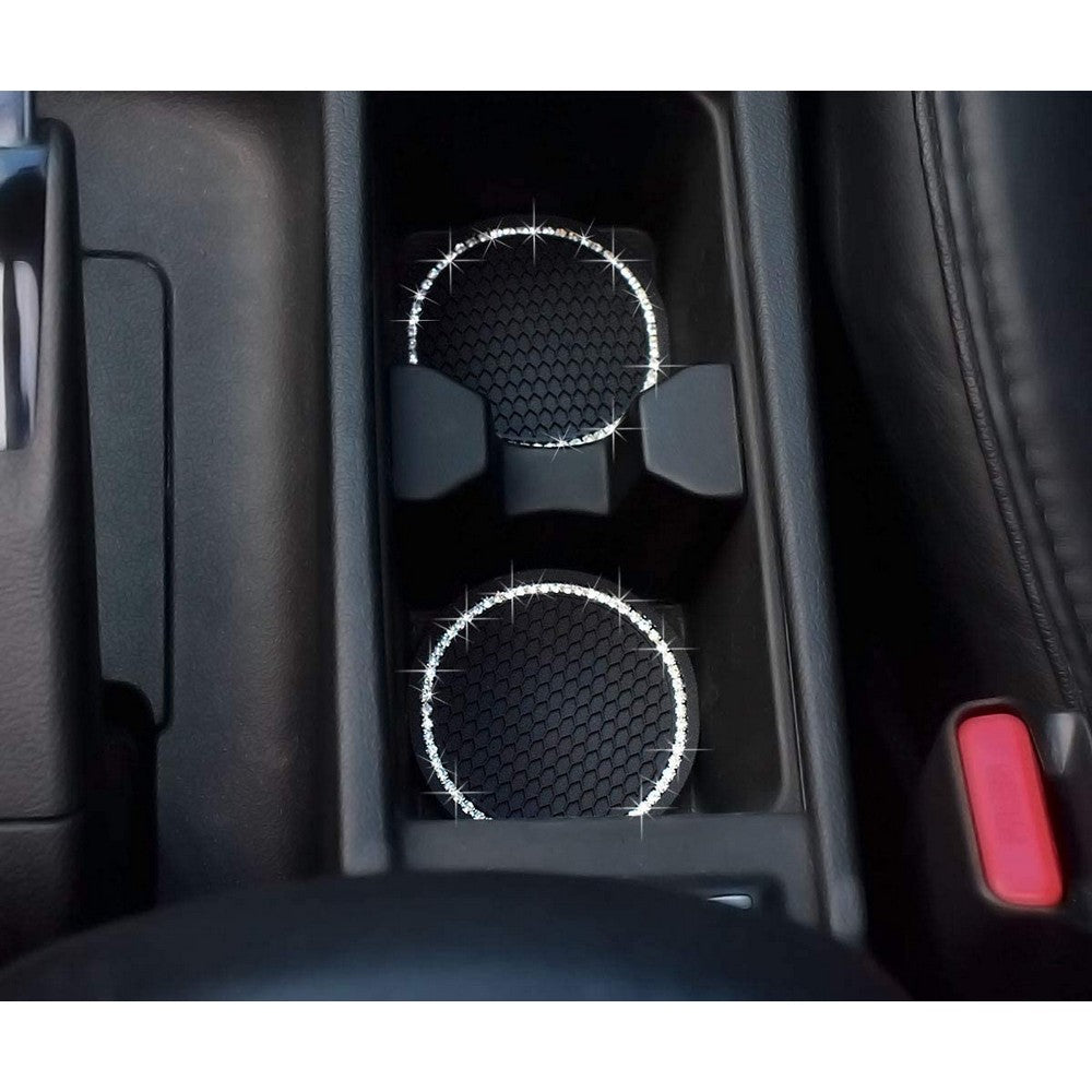 4 Pieces Universal Rhinestone Cup Holder Insert Coaster Cup Mat Bling Cup Pad Car Interior Accessories