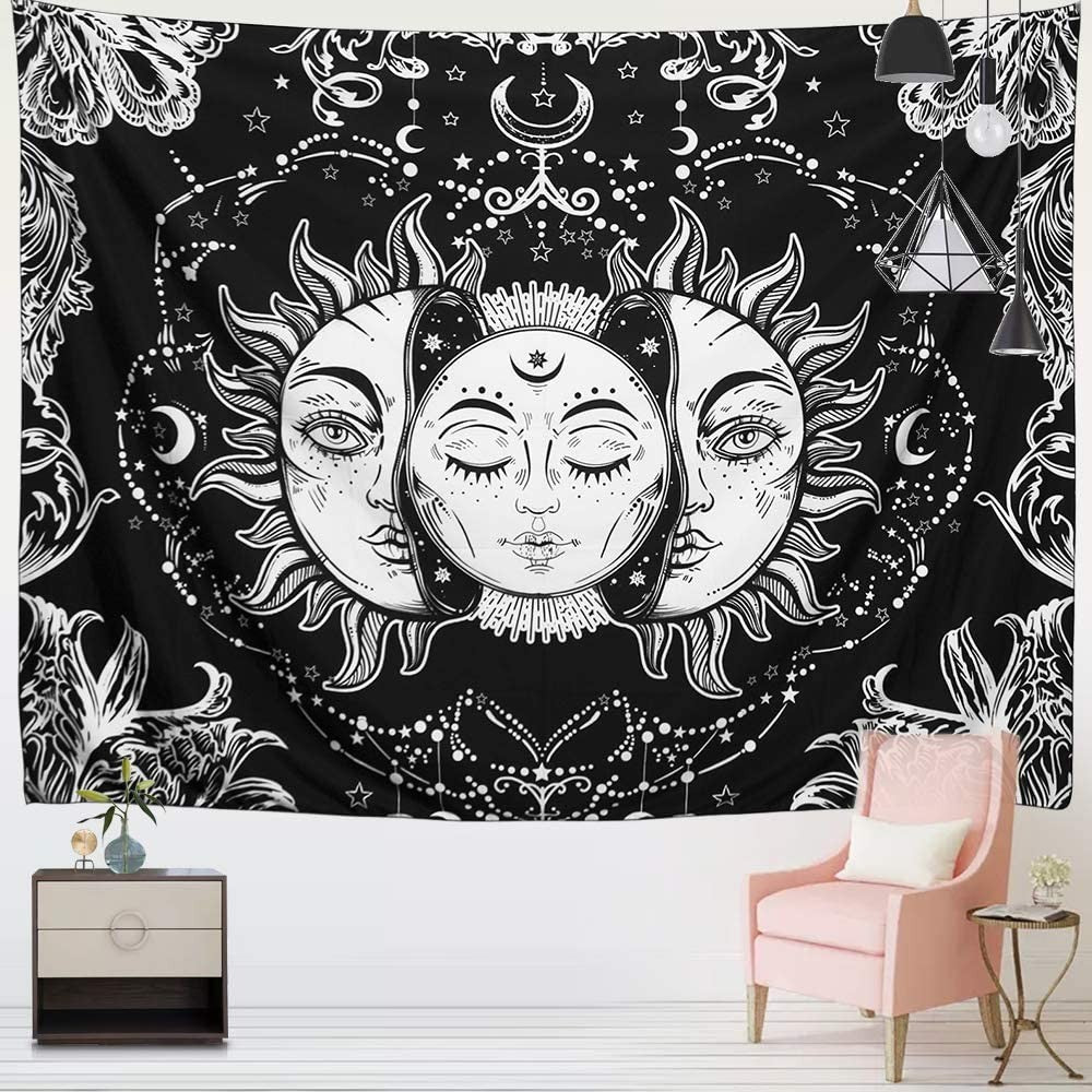 Sun and Moon Tapestry Wall Hanging Tapestry Beach Blanket Home Decor for Bedroom Living Room Dorm Decor Style 1