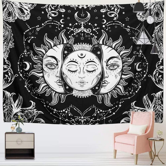 Sun and Moon Tapestry Wall Hanging Tapestry Beach Blanket Home Decor for Bedroom Living Room Dorm Decor Style 1