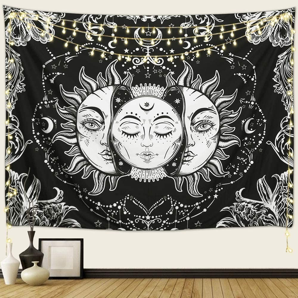 Sun and Moon Tapestry Wall Hanging Tapestry Beach Blanket Home Decor for Bedroom Living Room Dorm Decor Style 1