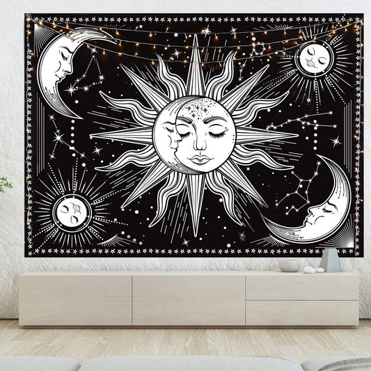 Sun and Moon Tapestry Wall Hanging Tapestry Beach Blanket Home Decor for Bedroom Living Room Dorm Decor Style 2