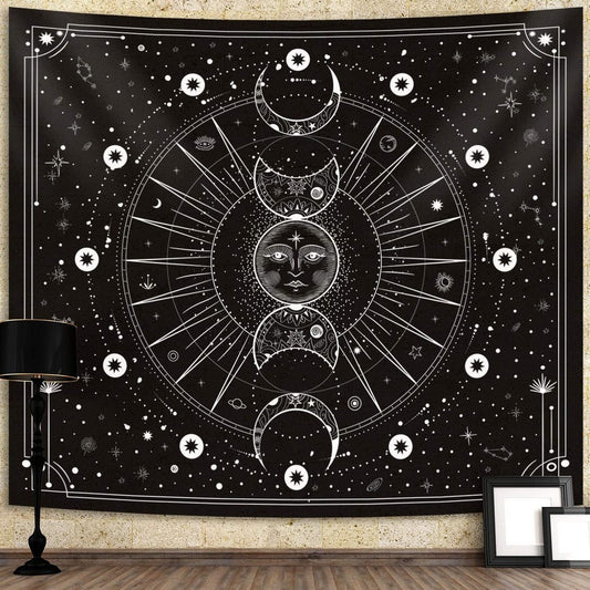Sun and Moon Tapestry Wall Hanging Tapestry Beach Blanket Home Decor for Bedroom Living Room Dorm Decor Style 3