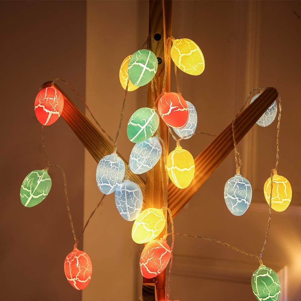 4 Pack 2 Modes 20LED Easter Decoration Lights Battery Operated Egg String Lights Home Fairy Lights Festival Party Lamps
