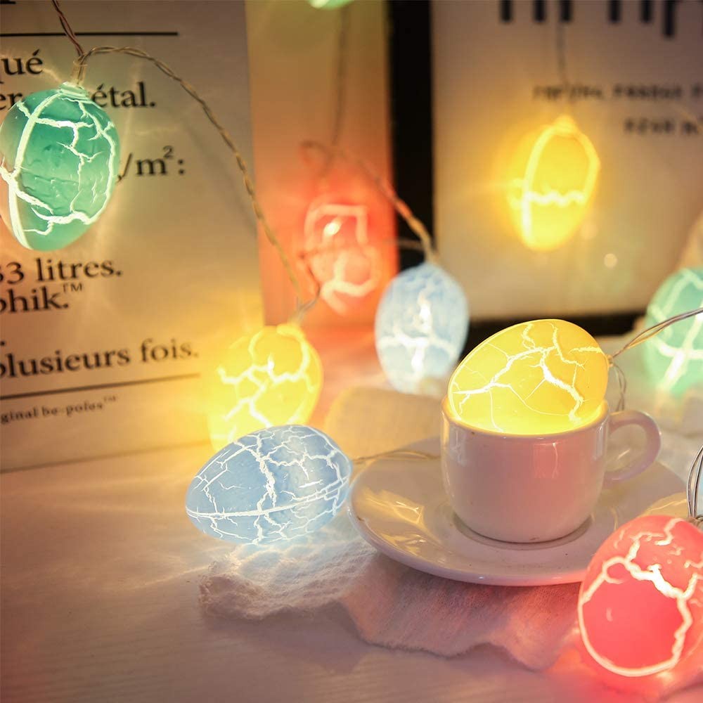 4 Pack 2 Modes 20LED Easter Decoration Lights Battery Operated Egg String Lights Home Fairy Lights Festival Party Lamps