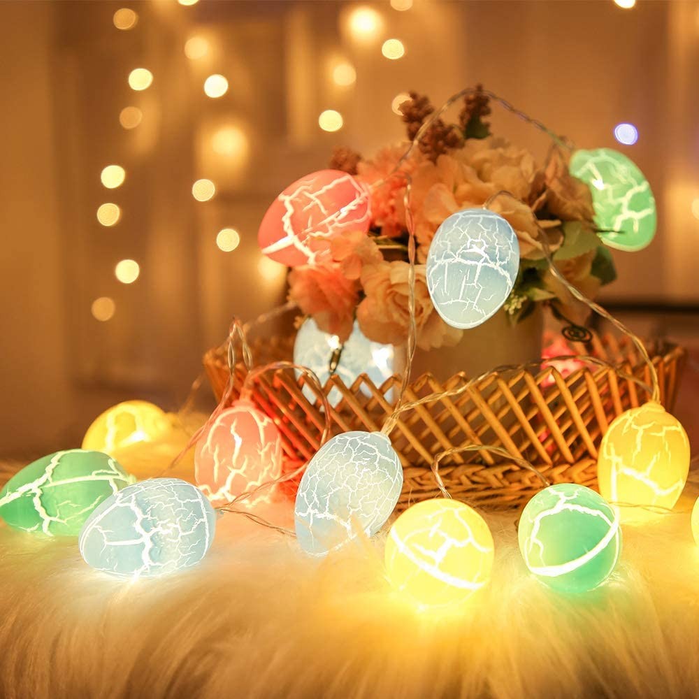 4 Pack 2 Modes 20LED Easter Decoration Lights Battery Operated Egg String Lights Home Fairy Lights Festival Party Lamps