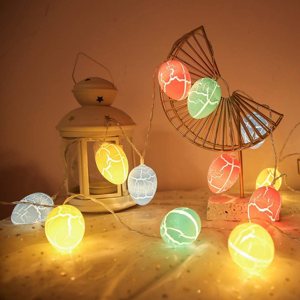 4 Pack 2 Modes 20LED Easter Decoration Lights Battery Operated Egg String Lights Home Fairy Lights Festival Party Lamps