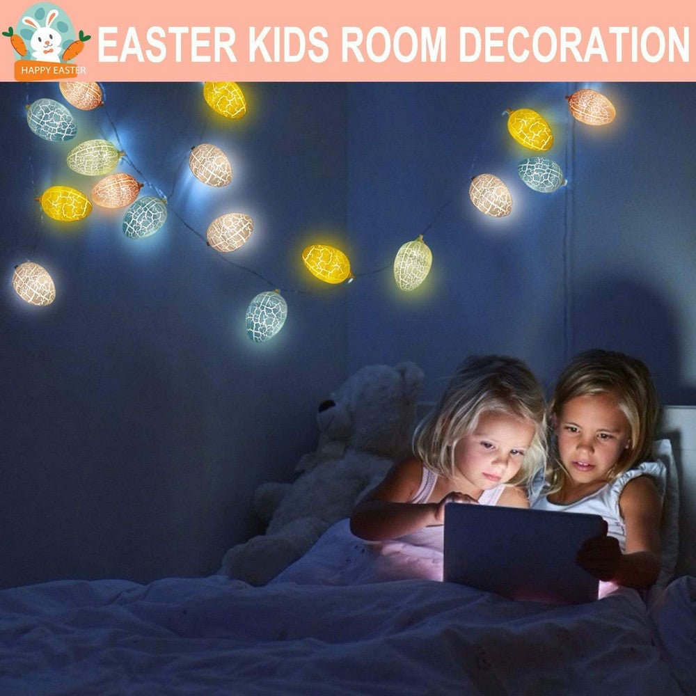 2 Modes 20LED Easter Decoration Lights Battery Operated Egg String Lights Home Fairy Lights Festival Party Lamps