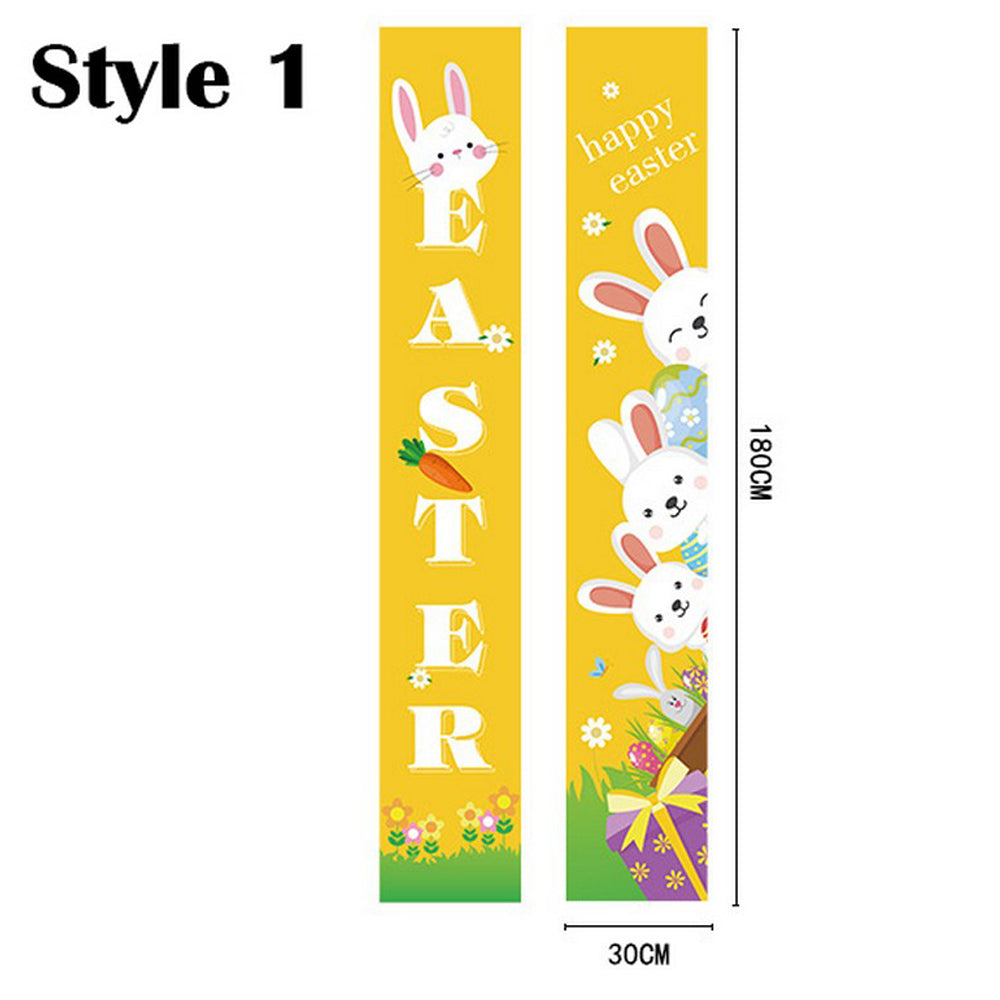 2 Pairs of Happy Easter Banner Easter Porch Sign Door Decoration Easter Decoration Style 1 Style 2