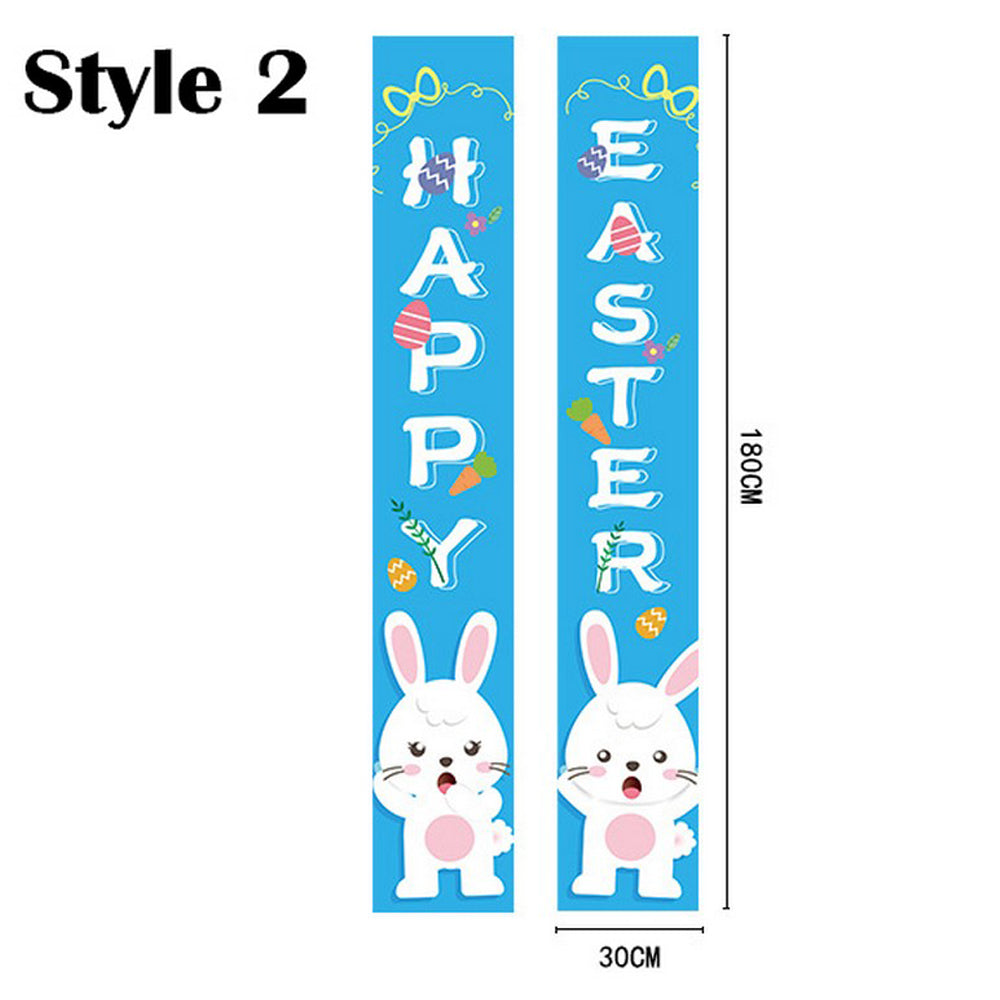 2 Pairs of Happy Easter Banner Easter Porch Sign Door Decoration Easter Decoration