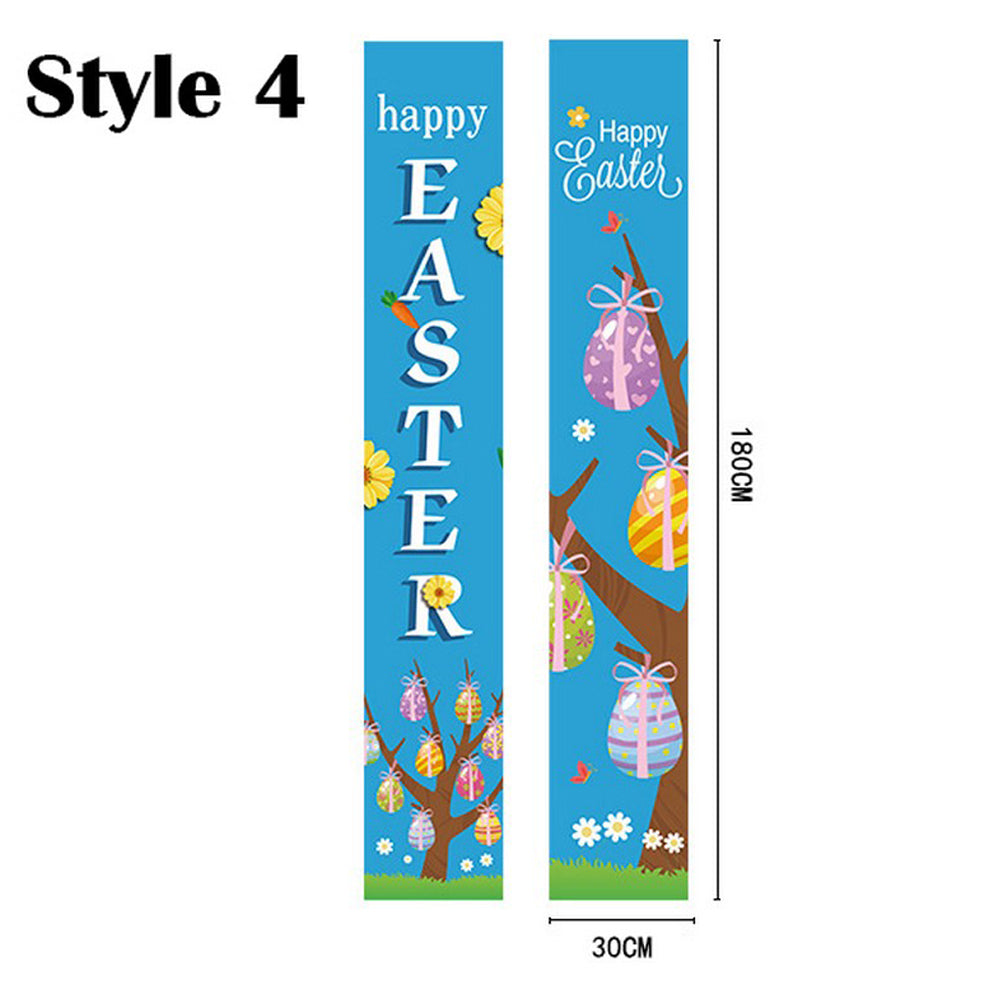 2 Pairs of Happy Easter Banner Easter Porch Sign Door Decoration Easter Decoration Style 4 Style 5