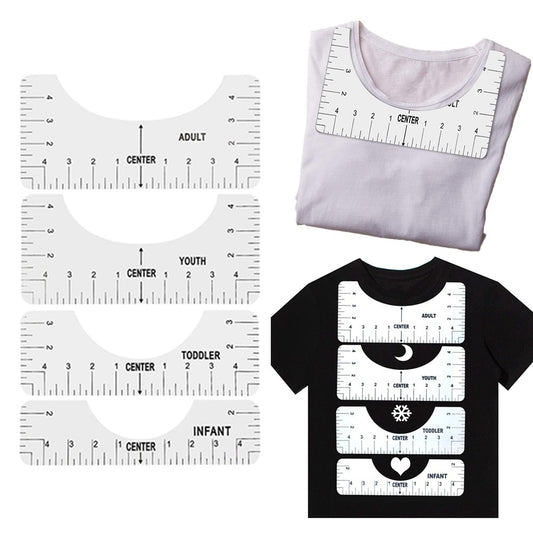 4Pcs T Shirt Alignment Rulers Guide DIY Craft Tools Kit T Shirt Centering Tools Set Adult Youth Toddler Infant