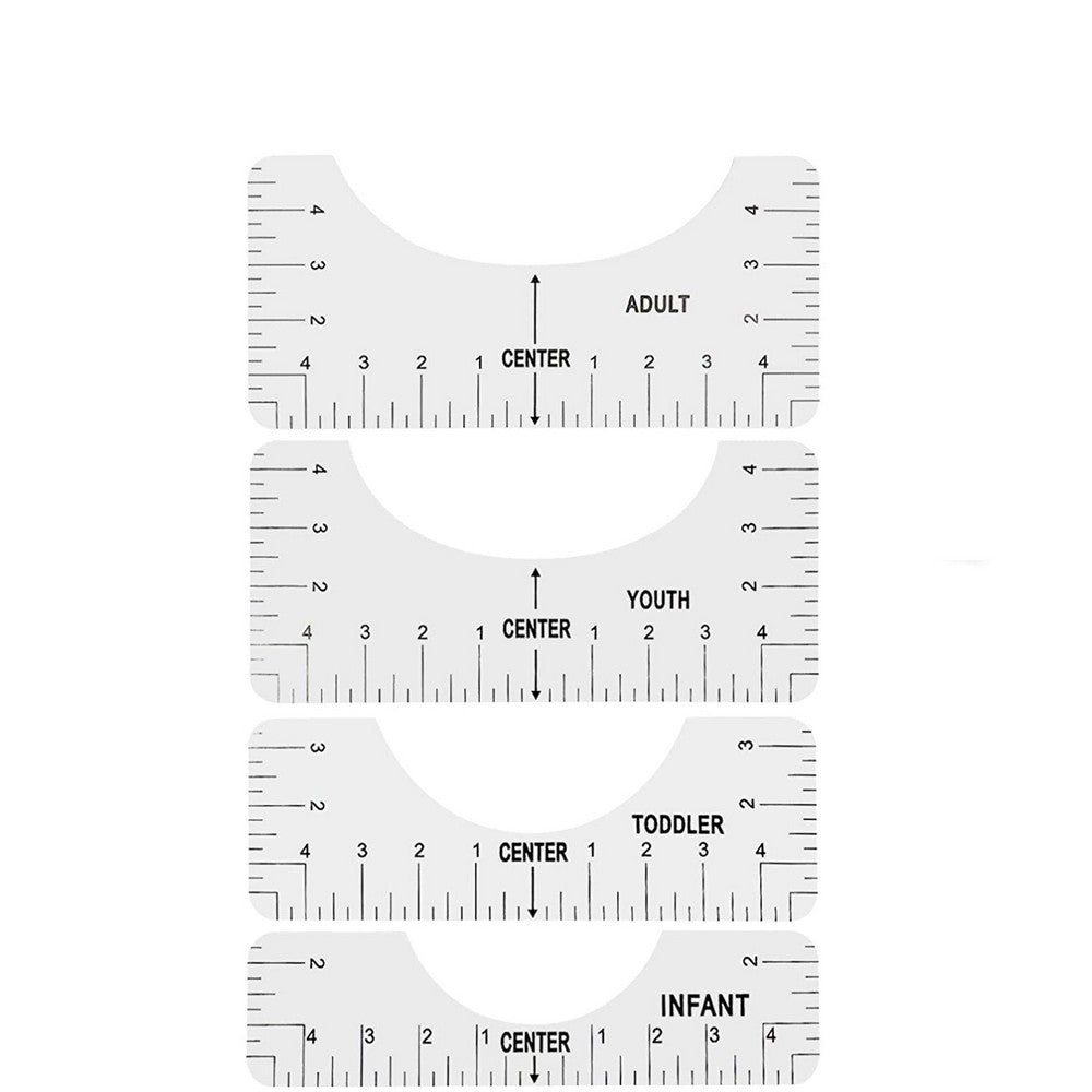 2 X 4Pcs T Shirt Alignment Rulers Guide DIY Craft Tools Kit T Shirt Centering Tools Set Adult Youth Toddler Infant