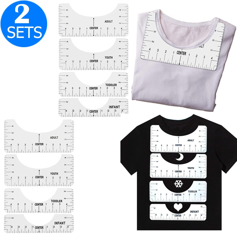 2 X 4Pcs T Shirt Alignment Rulers Guide DIY Craft Tools Kit T Shirt Centering Tools Set Adult Youth Toddler Infant