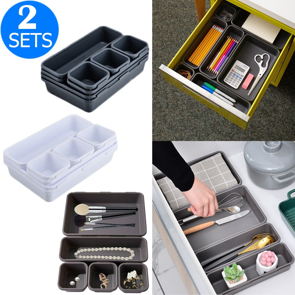 2 X 8PCS Desk Drawer Organisers Makeup Storage Boxes Set for Office Customizable Bathroom Home Kitchen