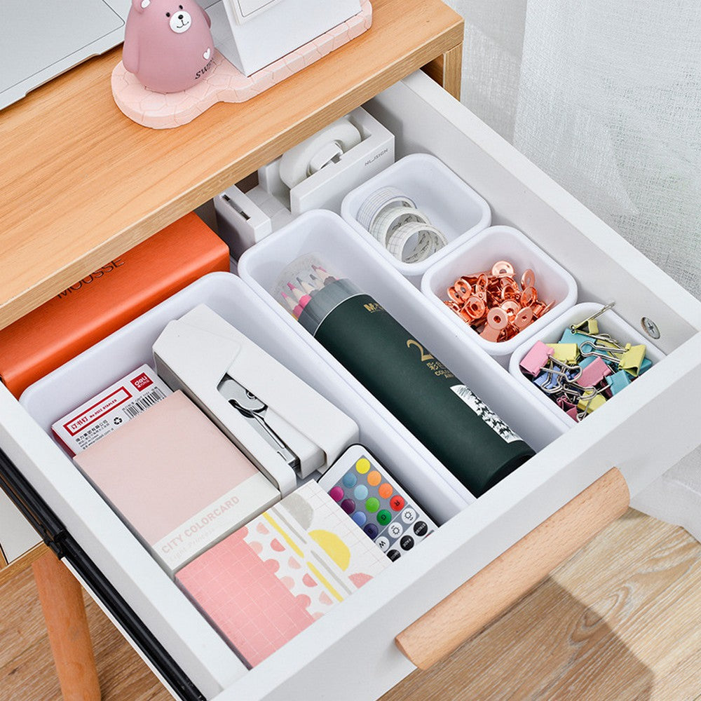 2 X 8PCS Desk Drawer Organisers Makeup Storage Boxes Set for Office Customizable Bathroom Home Kitchen