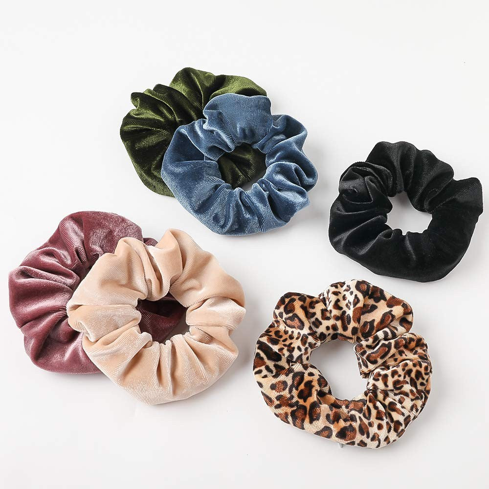 6PCS Women Solid Color Zipper Pocket Velvet Scrunchies Hair Ties Girl Stuff Scrunchy Hair Elastic Bands for Sister Friend Set C