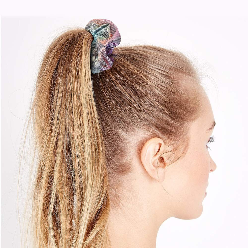 7PCS Women Shiny Metallic Zipper Pocket Velvet Scrunchies Hair Ties Girl Stuff Scrunchy Hair Elastic Bands for Sister Friend