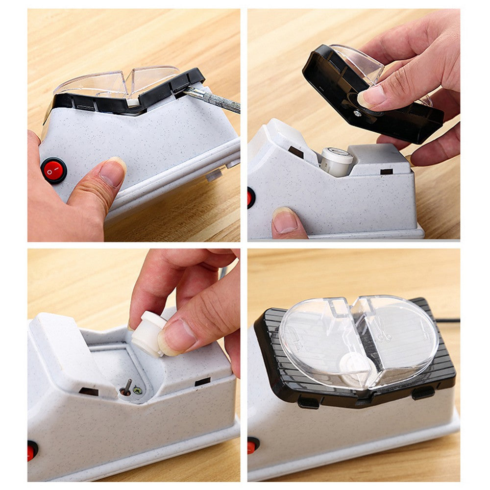 2 X USB Electric Knife Sharpener Kitchen Knives Sharpening System Quickly Sharpening Tool