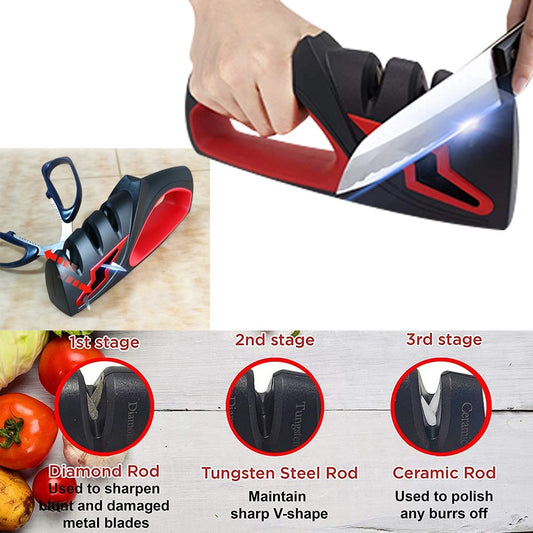 4 In 1 Kitchen Knife and Scissor Sharpener Blade Sharpening Tool Tungsten Steel Ceramic Scissor Sharpener