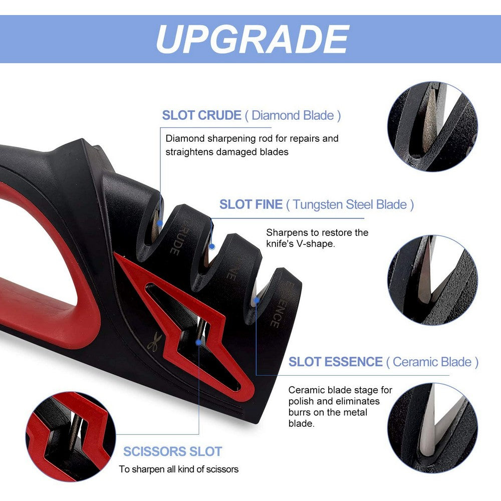 4 In 1 Kitchen Knife and Scissor Sharpener Blade Sharpening Tool Tungsten Steel Ceramic Scissor Sharpener