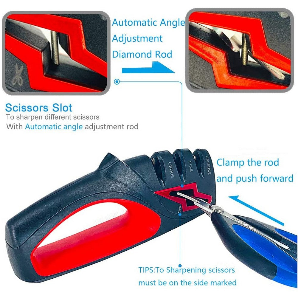 4 In 1 Kitchen Knife and Scissor Sharpener Blade Sharpening Tool Tungsten Steel Ceramic Scissor Sharpener