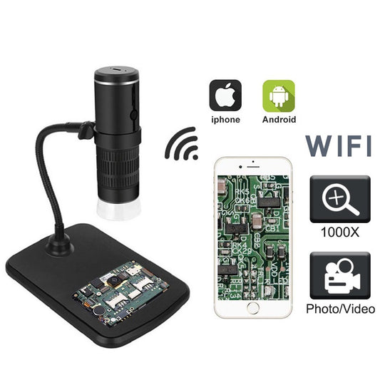 Wireless Digital Microscope 50X to 1000X WiFi Microscope Camera Magnifier with 8 LED Light Not Support PC