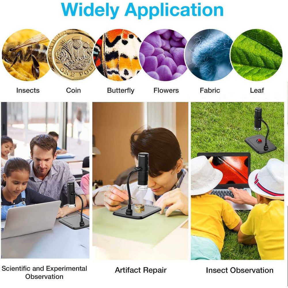 Wireless Digital Microscope 50X to 1000X WiFi Microscope Camera Magnifier with 8 LED Light Not Support PC
