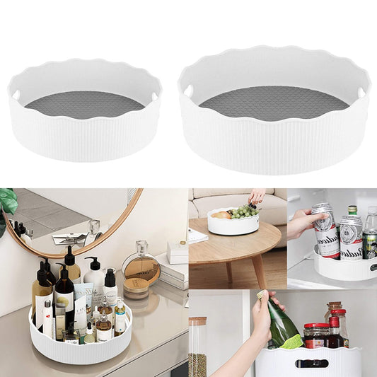 2 X Spinning Anti Slip Turntable Spice Rack Food Condiment Holder Storage Bin with Handles for Kitchen