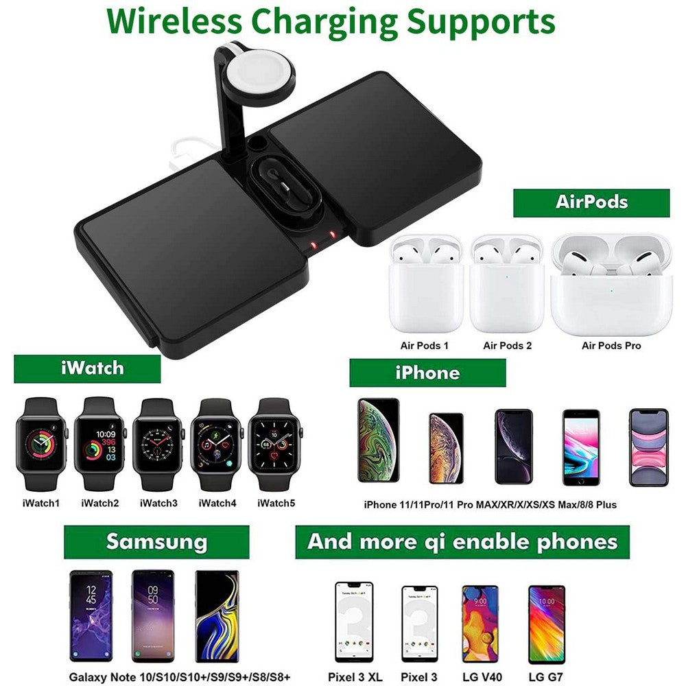 4 In 1 Wireless Charging Stand Wireless Charger Dock for iPhone Android Apple Watch AirPods