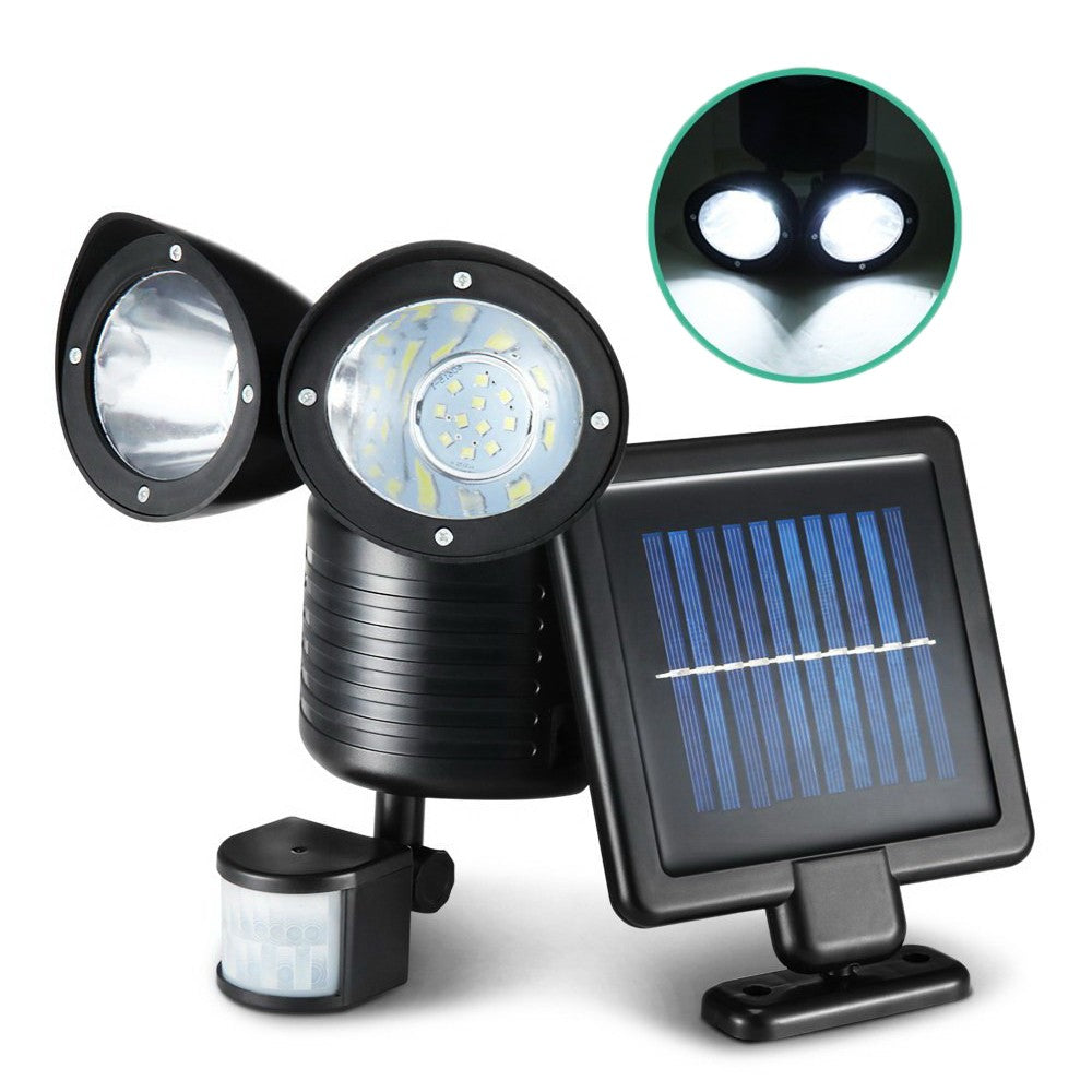 22 LED Outdoor Solar Powered Dual Heads Light Flood Lamp Security Garden Motion Sensor Light