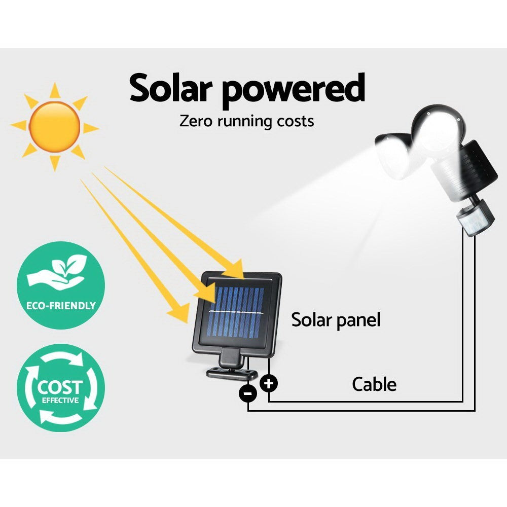 2 Pack 22 LED Outdoor Solar Powered Dual Heads Light Flood Lamp Security Garden Motion Sensor Light