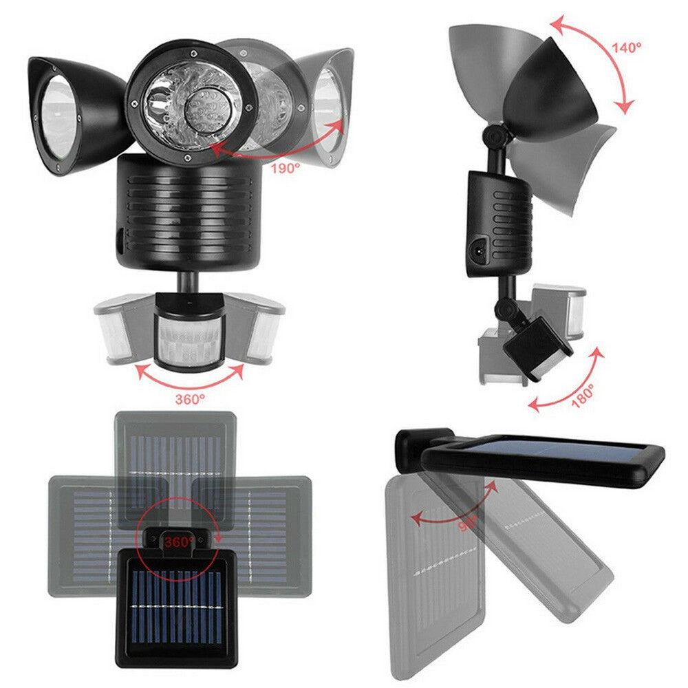 22 LED Outdoor Solar Powered Dual Heads Light Flood Lamp Security Garden Motion Sensor Light