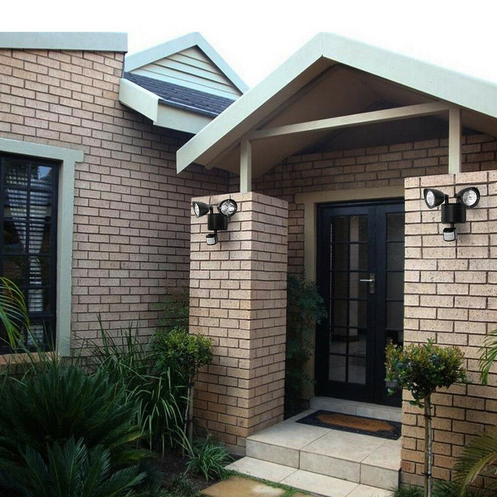 22 LED Outdoor Solar Powered Dual Heads Light Flood Lamp Security Garden Motion Sensor Light