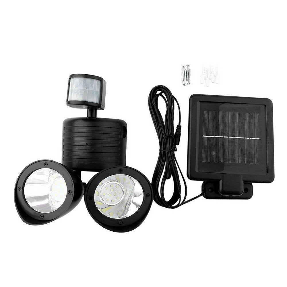 22 LED Outdoor Solar Powered Dual Heads Light Flood Lamp Security Garden Motion Sensor Light