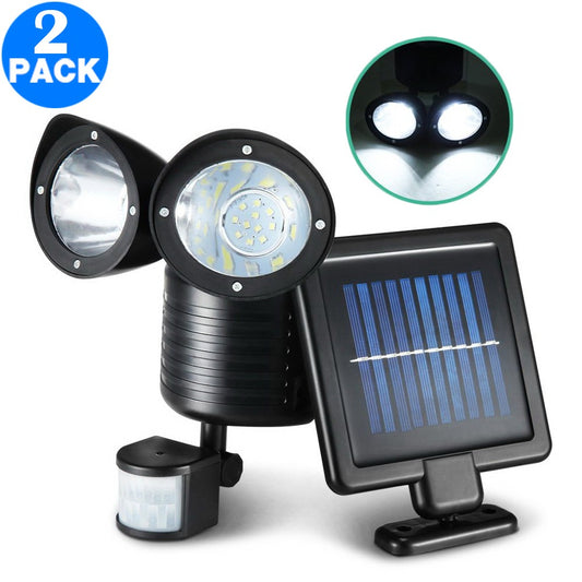 2 Pack 22 LED Outdoor Solar Powered Dual Heads Light Flood Lamp Security Garden Motion Sensor Light